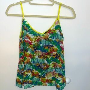 AQUA by Bloomingdales Green Pineapple Print Cami Tank Top Size XS